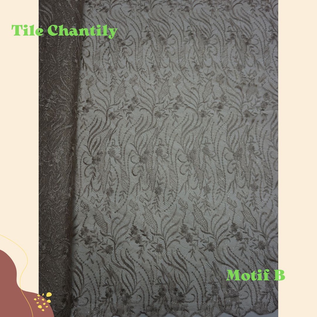 Kain Brokat Tile Chantily Brukat Glitter Meteran | Bahan Brokat tile Glitter