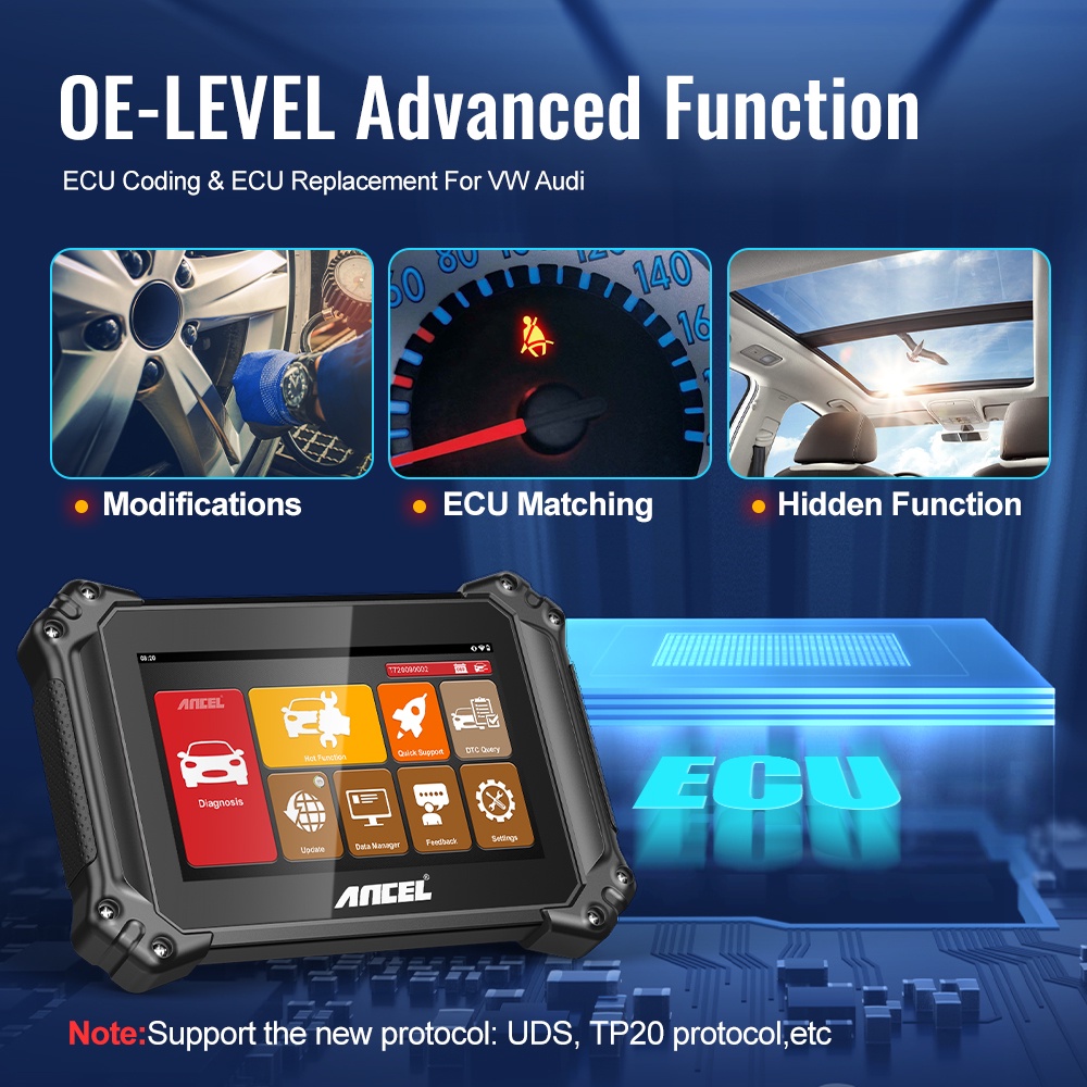 ANCEL V6 Professional Bluetooth Obd2 Scanner Obd Car Scanner Odb2 Car Diagnostic Tool With 15+ Reset Maintenance Functions And ECU Coding/Bi-directional Control/Key Programming