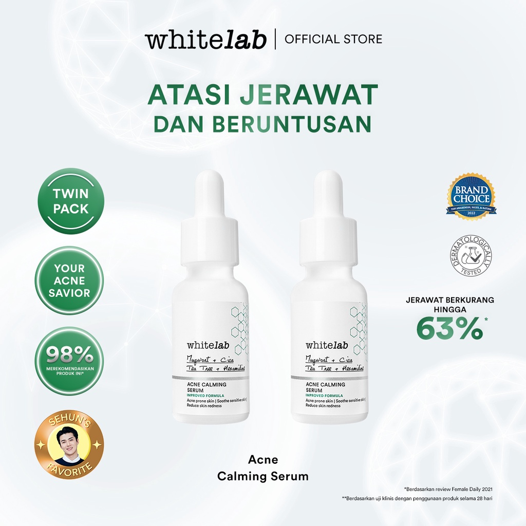 Jual Twinpack Whitelab Acne Calming Serum Serum Untuk Kulit Jerawat, Bruntusan, Dan Berminyak