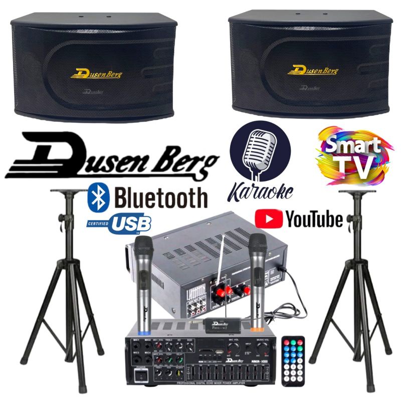 karaoke set dusenberg 10inch 2 mic wireless karaoke smart tv