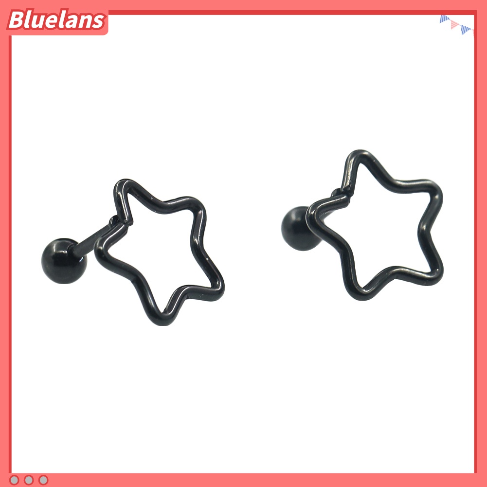 Anting Stud Tindik Tulang Rawan Telinga Bentuk Bintang Bahan Stainless Steel