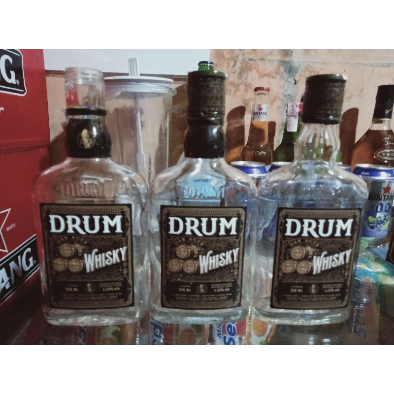 Botol Bekas Minuman Drum Untuk Pajangan BAR. Botol Minuman Keras 375 ml