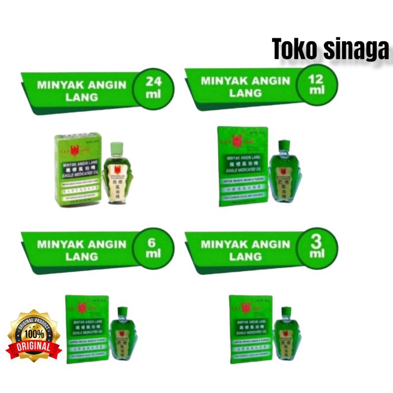 Minyak Angin Lang 3ml, 6ml &amp; 12ml, Cap Lang.