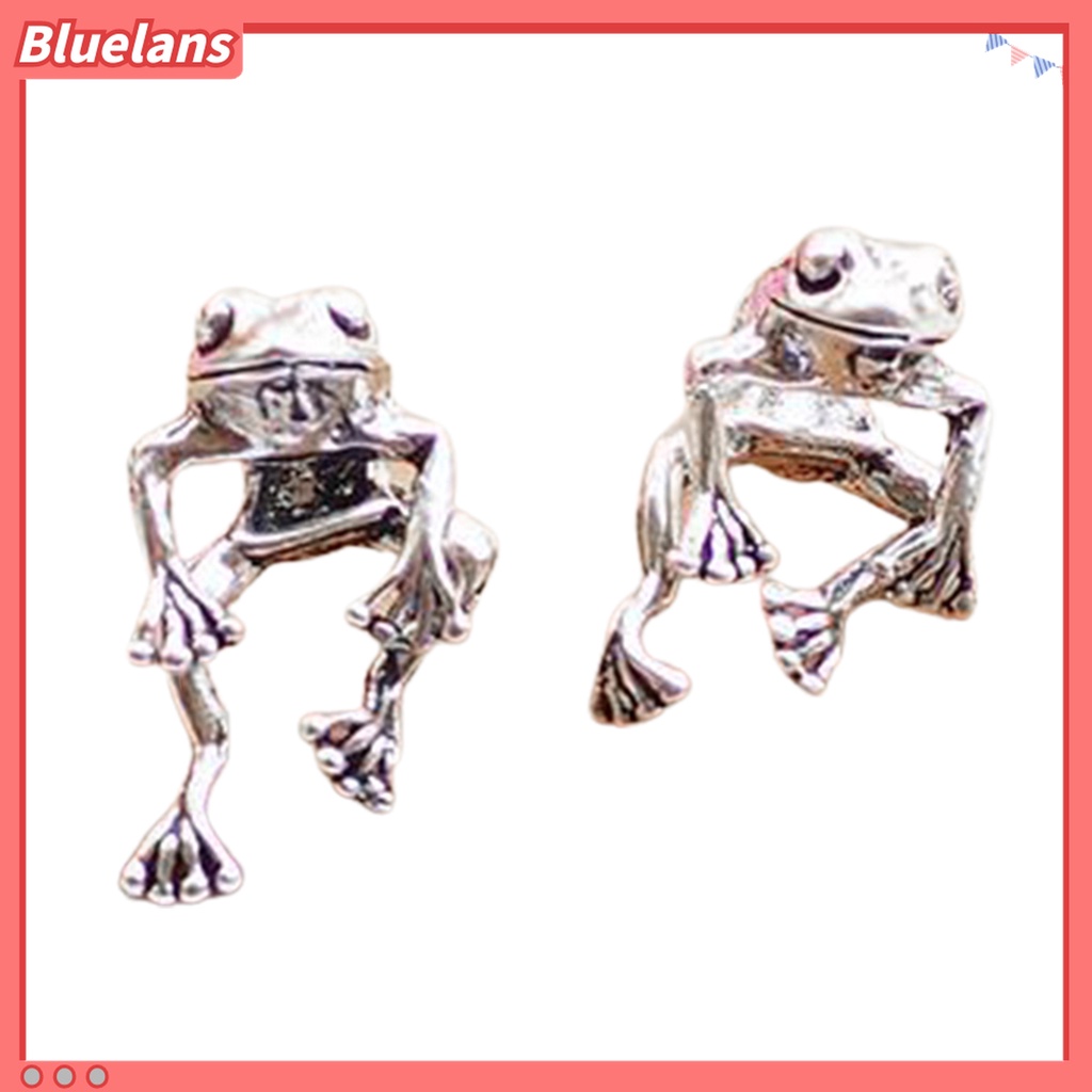 Anting Bentuk Katak Warna Silver Gaya Vintage Retro