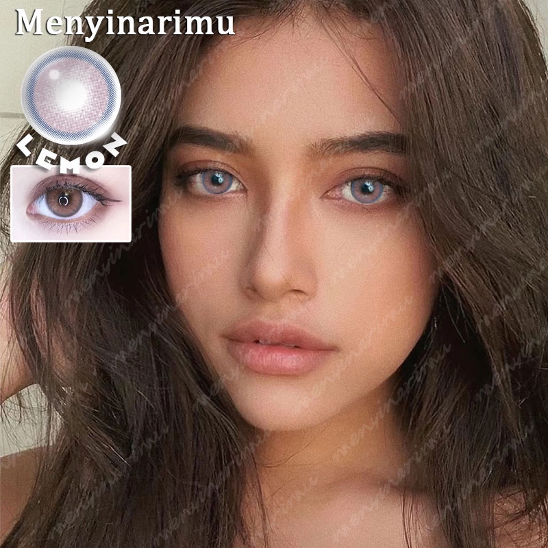 【COD】2022NEW LEMON SOFTLENS  Gray Soft Colored Contact lens lady Yearly Use Ensa Mata Soflen Mata Brightsoftlens Soflens Mata Kore Normal Softlens