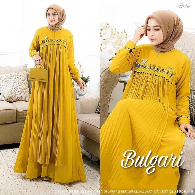 DRESS PLISKET CERUTY PREMIUM PAYET AKSEN MUTIARA/BULGARI DRESS MAXY PLISKET FULL FURRING/DRESS KONDANGAN/GAMIS MUSLIMAH TERBARU/FAR MOSLEMSTORE