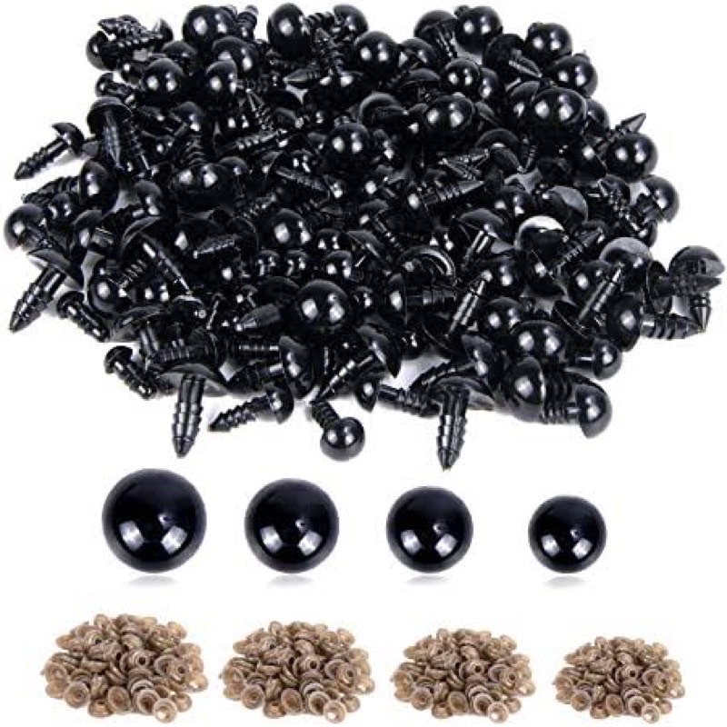 (10PCS/5PASANG)MATA BONEKA BULAT HITAM/ MATA AMIGURUMI/ SAFETY EYES 5-24 MM