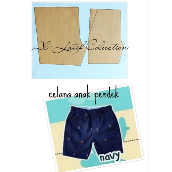 pola instan / pola jiplak CELANA ANAK PENDEK