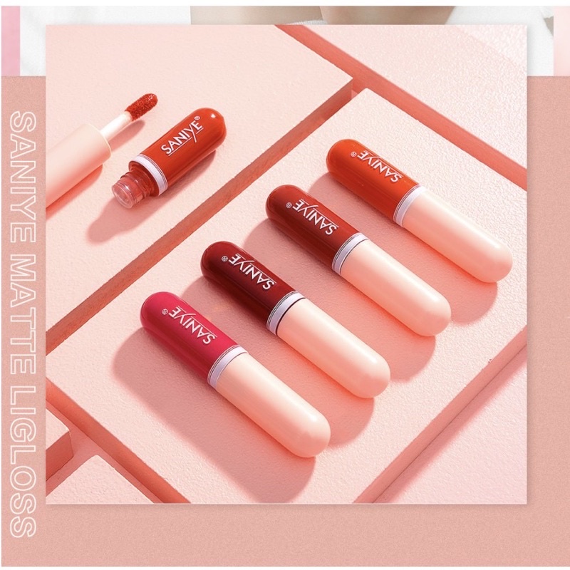 SANIYE 15 Warna Cair Mini Kapsul Lip Tint Matte Lipstik