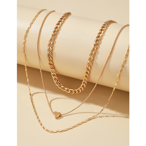 LRC Kalung Fashion Silver Multilayer Love W7719