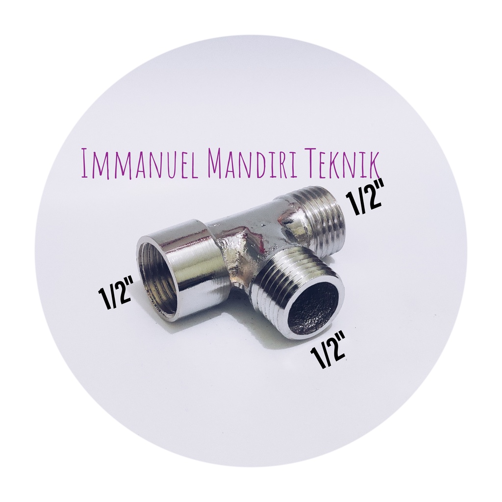 Tee Closet 1/2 Kuningan Chrome / T shower 1/2 Chrome Drat Luar Dalam