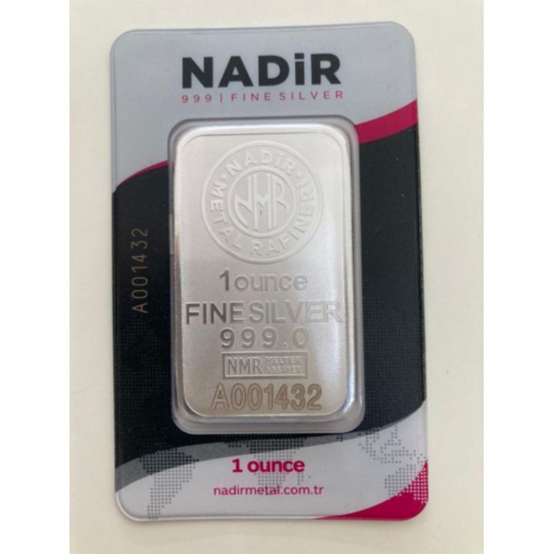 Perak Fine silver Batangan nadir 1 oz , bukan perak antam 250 gram