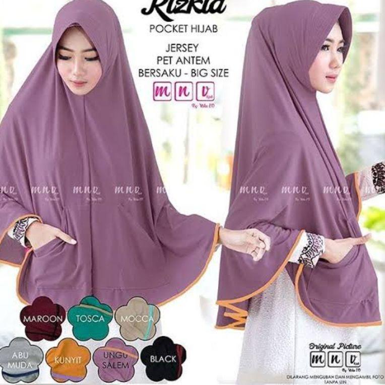 [KRU.18Oc22ᶜ] ...   HIJAB JUMBO SAKU RIZKIA POCKET || HIJAB JUMBO JERSEY HYGET