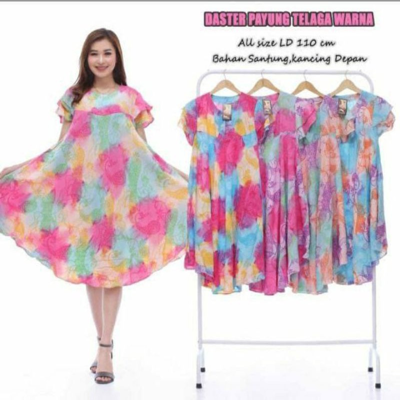 Daster payung 97.500 dapat 3 motif bahan rayon santung ld 100 dada kancing.