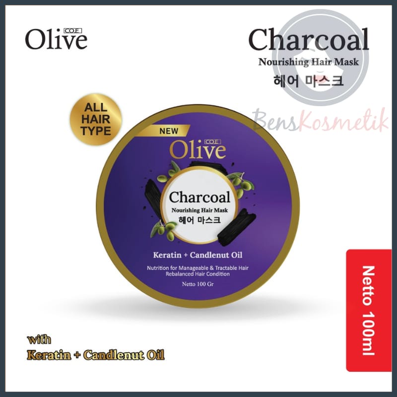 COE OLIVE Charcoal Nourishing Hair Mask (Keratin + Candlenut oil)