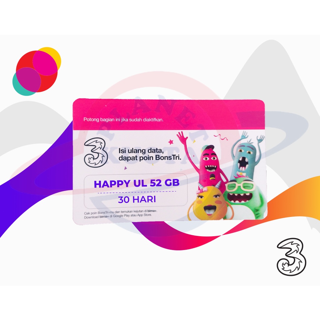 Voucher Data Tri Happy 52GB Unlimited