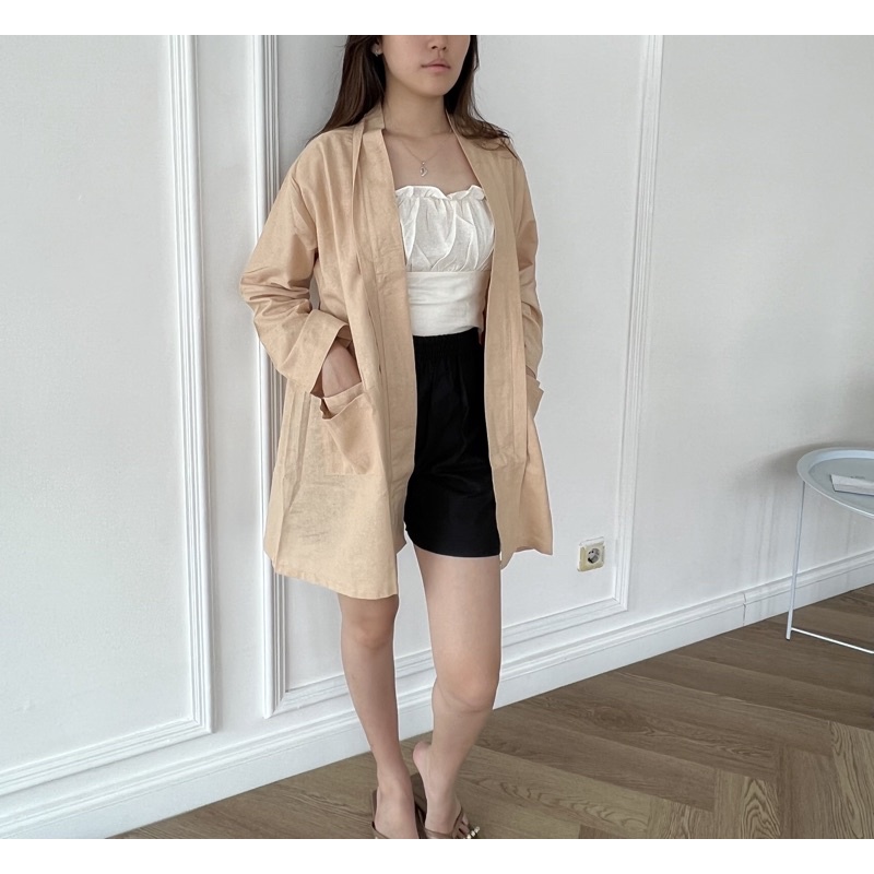 PORONAKA - URI Linen Outer in Cream