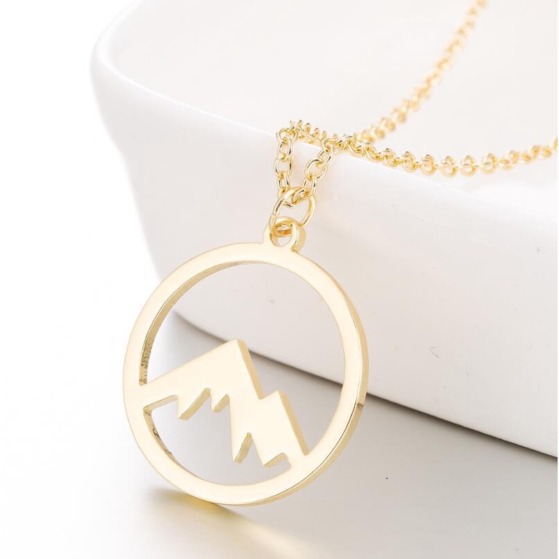 Kalung Rantai Dengan Liontin Bentuk Bulat Geometris Bahan stainless steel Untuk Wanita