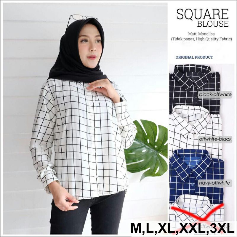 GSL KEMEJA WANITA CASUAL JUMBO KOREA LENGAN PANJANG IMPORT POLOS KATUN FLANEL KOTAK KOTAK GARIS
