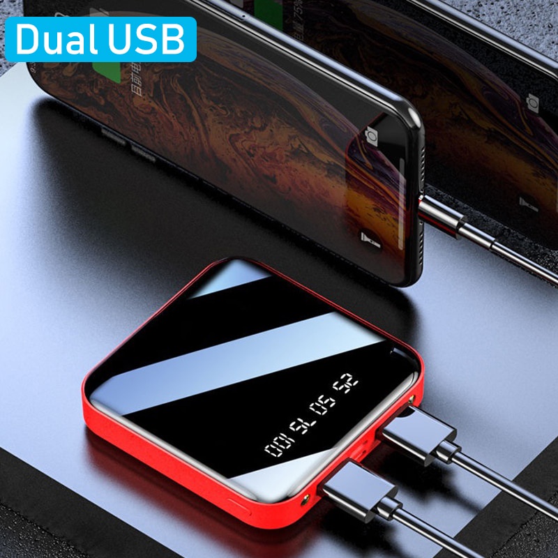 Power Bank Mini 2 Port USB Charger Smartphone HP Quick Charge 12000mAh - Portabel Powerbank Kecil Tr