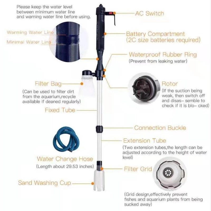 Alat Pembersih Air Aquarium / Pompa Ganti Air Aquarium Pompa Listrik Water Changer Suction Pump