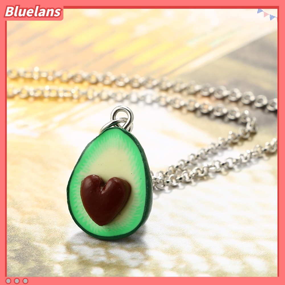 Bluelans Lovely Avocado with Nuclear 3D Clay Alloy Necklace Decor Couple Neck Chain Gift