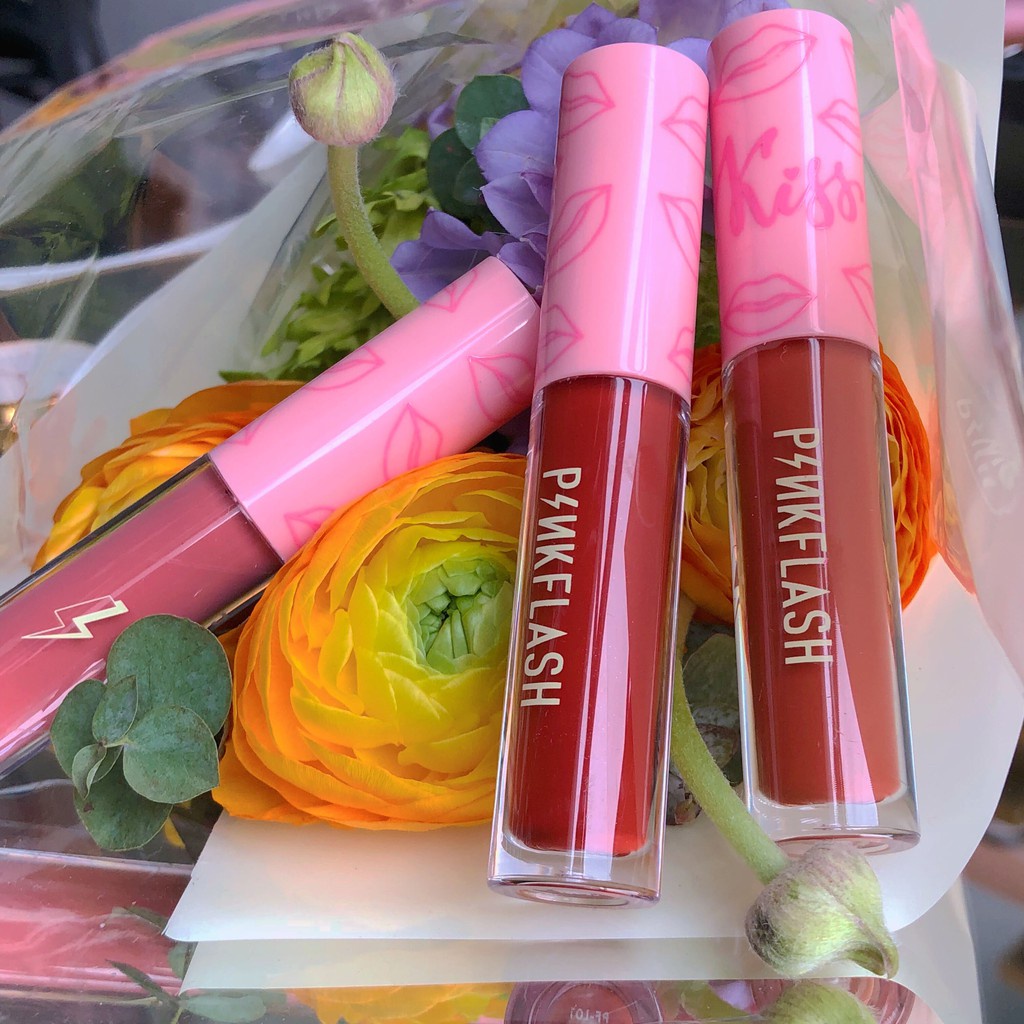 PINKFLASH Matte Lipstik Lembut Tahan Lama Pelembab Pigmentasi Tinggi O01 1 Piece Pigmentasi Tinggi