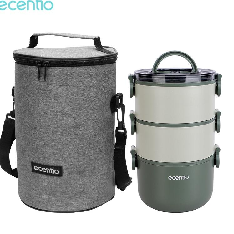 ARTO4a4Z--ecentio Kotak Makan set/lunch box tas set/Rantang susun 2/3 lapisan tempat bekal makan