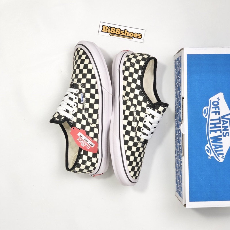VANS AUTENTIC CHEKERBOARD BLACK Catur BNIB BOX BIRU