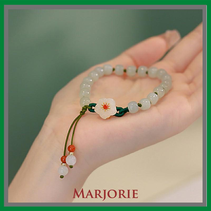 Jade Bead Gelang Kecil Peach Blossom Woven Perempuan Desain Niche Mahasiswa Pacar Hadiah-MJD