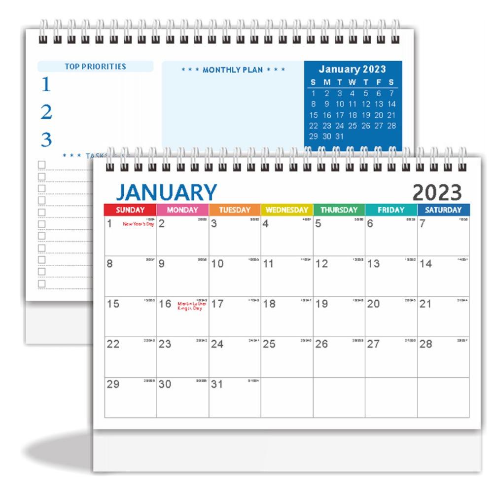Preva 2023desk Kalender Inggris Kantor Notebook Planner Tahunan Agenda Organizer