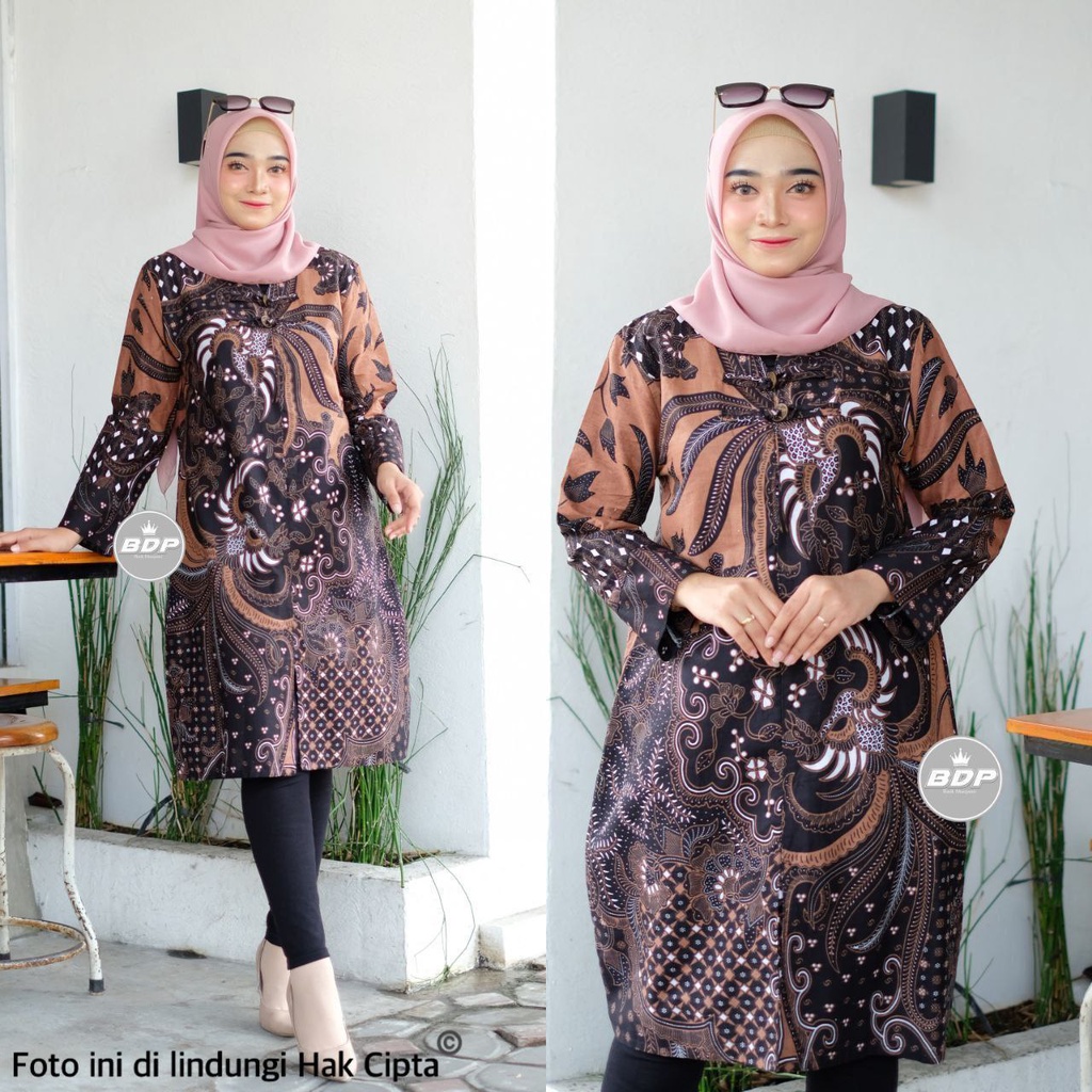 Baju Batik Wanita Modern M L XL XXL Atasan Batik Kerja Wanita Blouse Batik Kantor Seragam Batik Modern