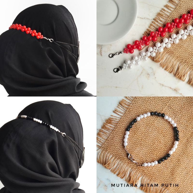 Konektor Masker Mutiara Elegan | Connector mask | Bisa Dijadikan Headpiece Hijab