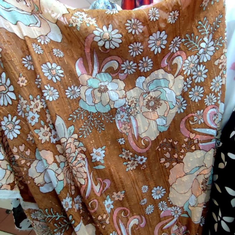 Kain ceruty rubiah motif - kain ceruty premium - kain kaftan