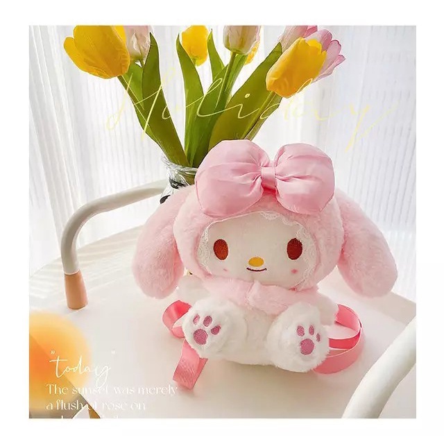 Tas Ransel Boneka Sling Bag Fashion Motif Kartun Karakter Hewan warna pink kelinci Anak &amp; Dewasa