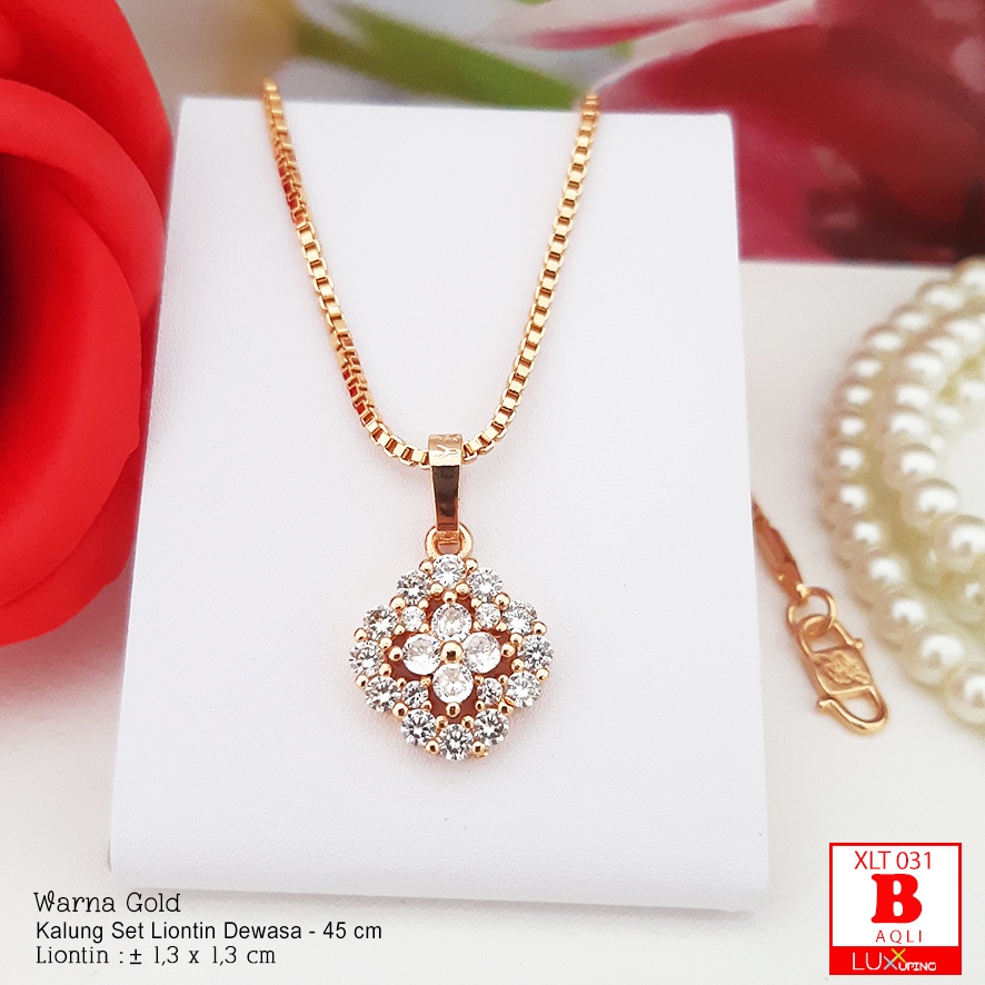 XLT 031 Kalung Set Liontin Murah Mata Sirkon Perhiasan Wanita Lapis Emas 18K Tidak Mudah Luntur Luxx Xuping