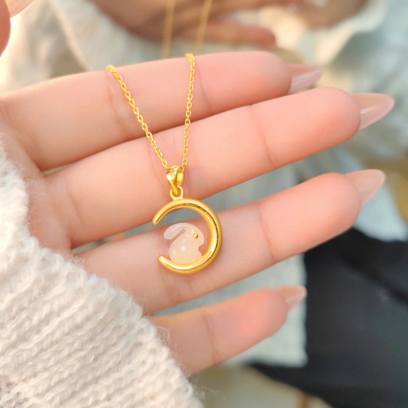 Kalung Desain Bulan Bintang Kelinci Bahan Resin