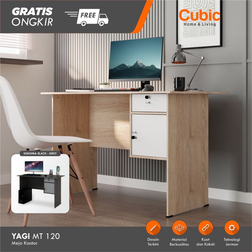 cubic meja kantor minimalis / meja kerja / meja belajar / yagi mt 120