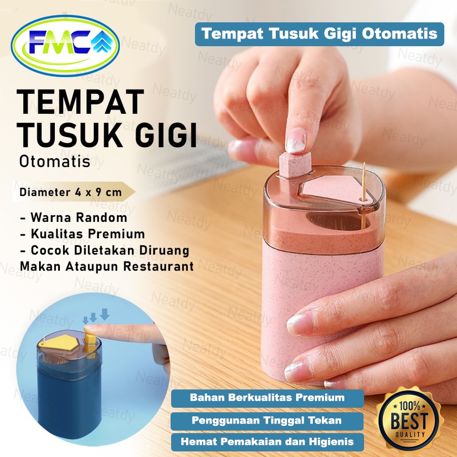 Tempat Tusuk Gigi Otomatis Wadah Tusuk Gigi Automatic Travel Toothpick Holder Portable Peyimpanan Kotak Dispenser Tombol Pencet