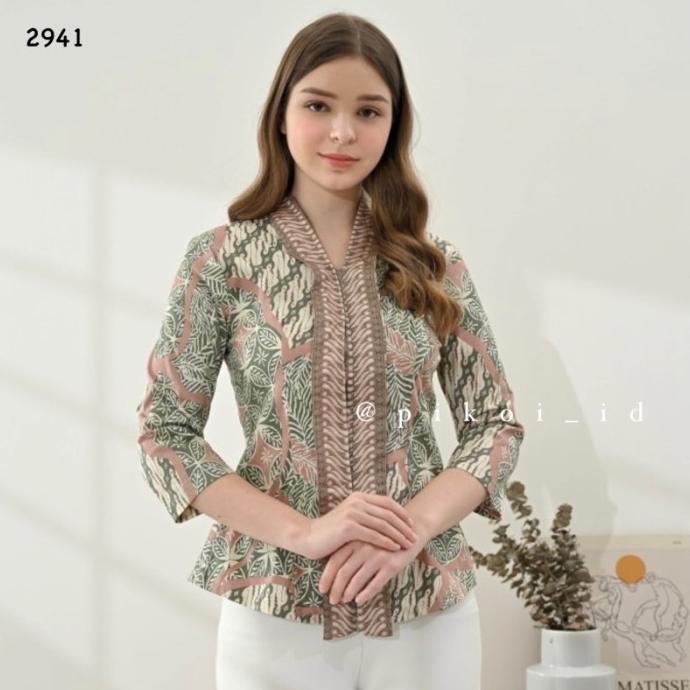 baju batik wanita lengan panjang / atasan batik kantor seragam pendek