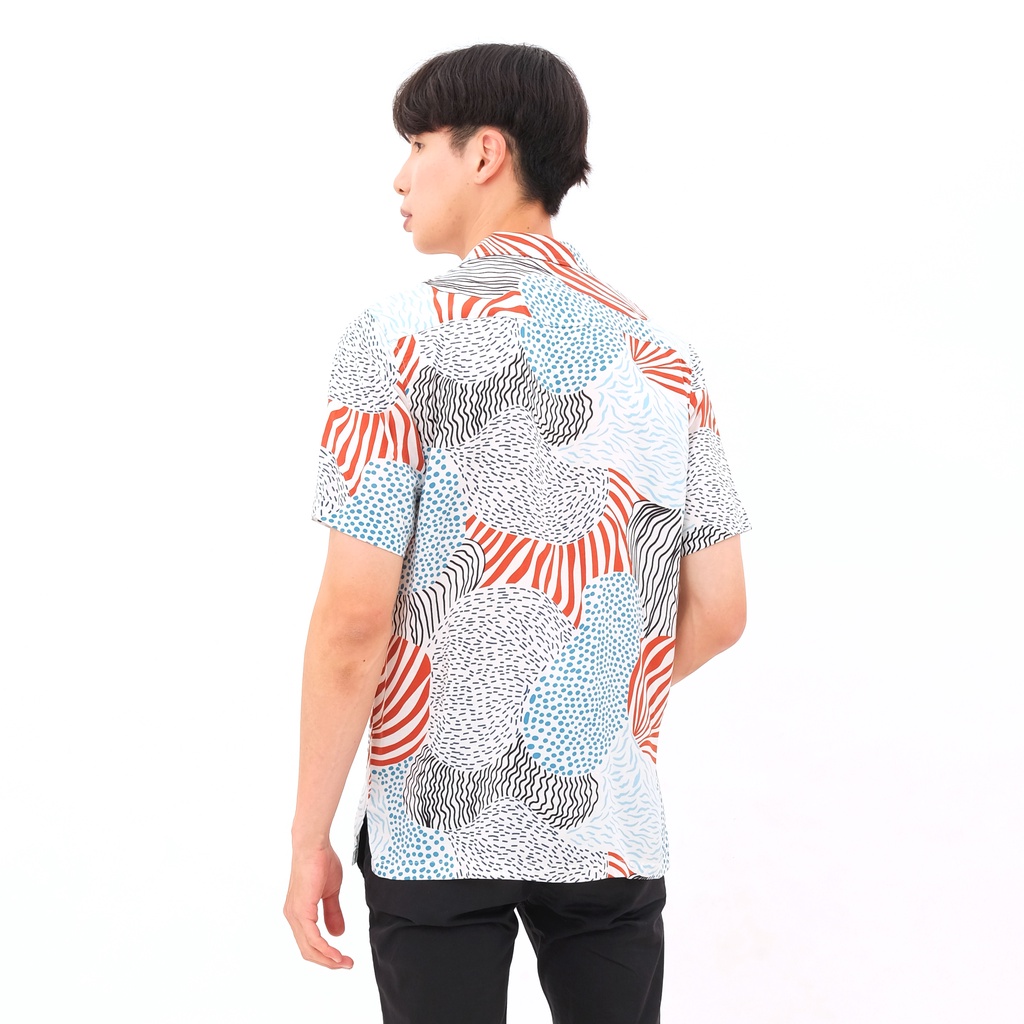 SANVANINA Kemeja Hawaiian Motif Abstrak Putih - Scala Pattern Hawai Shirt E-2028