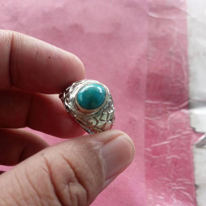 cincin batu akik pirus Persia kecil unik