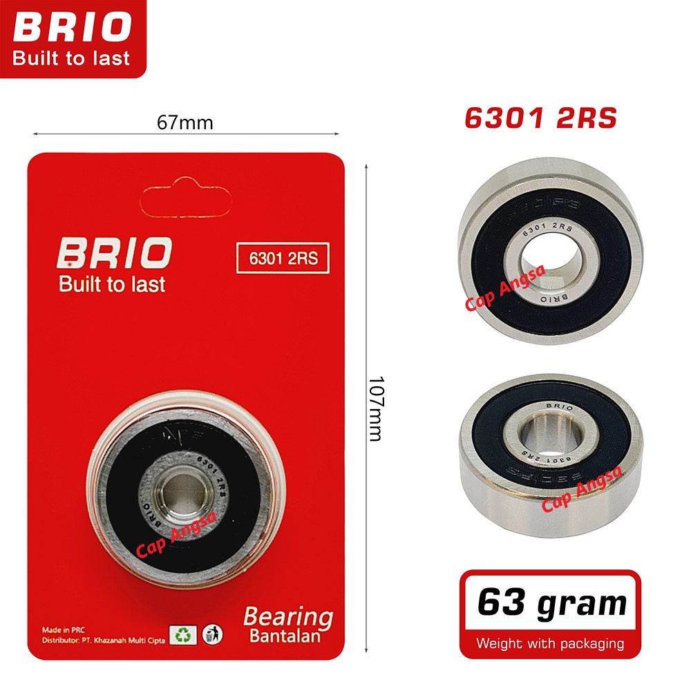 BRIO BEARING 6301 2RS 10pc KLAHER LAHER BERING KLAHAR LAHAR BANTALAN BOLA RODA DEPAN BELAKANG GEAR