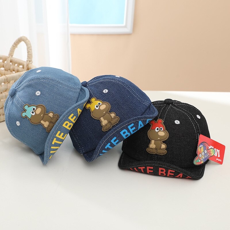 COD- Topi anak laki laki impor korea Usia 1-3 tahun / topi anak laki laki MOTIF BEAR DENIM LUCU / Topi korea