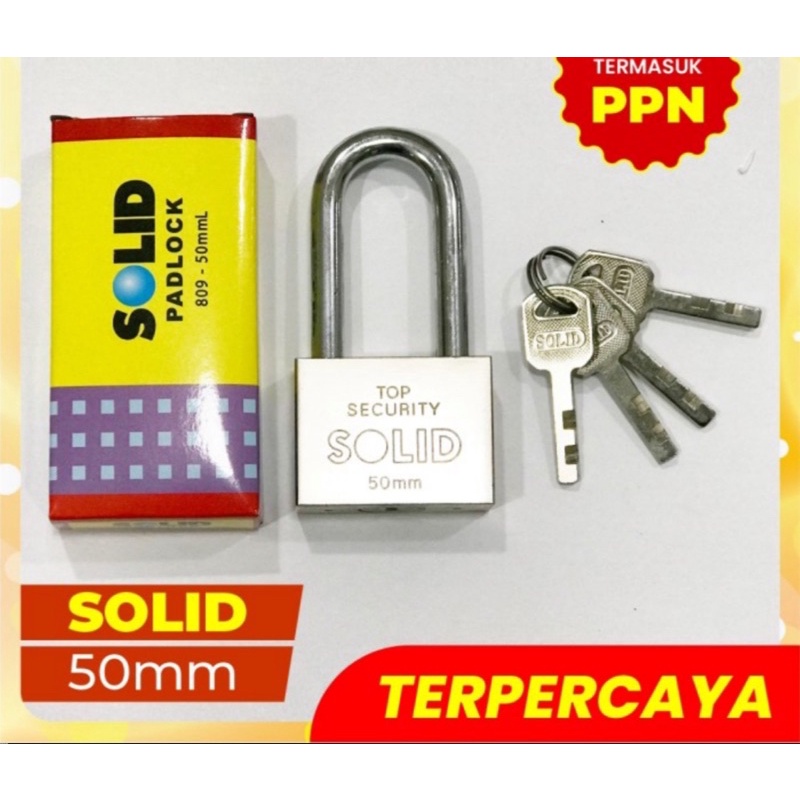 Promo Gembok solid 809L 50 mm/ GEMBOK SOLID 50 MM gembok 50 mm solid 809 keher panjang/ solid gembok 50 mm 809 L,gembok motor pagar rmh dll,kunci pngamn