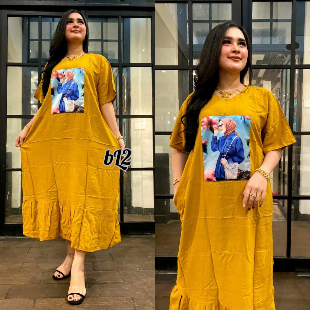 DRESS FUJI JUMBO KEKINIAN TERBARU 2024 BAHAN RAYON TEBAL BUSUI