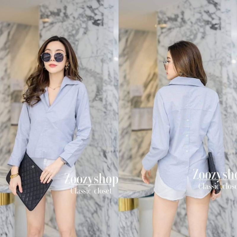 KEMEJA ZOOZY BACK BUTTON POLOS FASHION WANITA 100% IMPORT BANGKOK 19