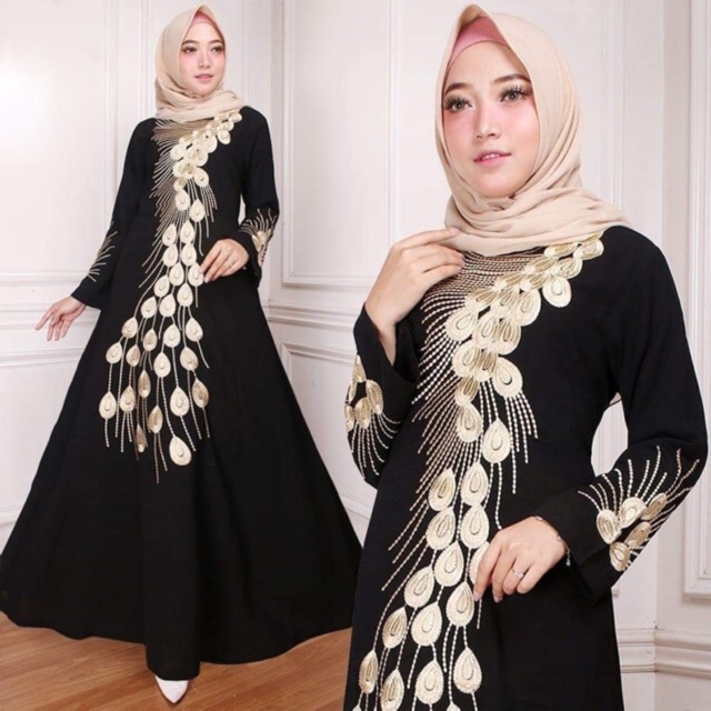 abaya hitam merak gamis muslim turkey arabian