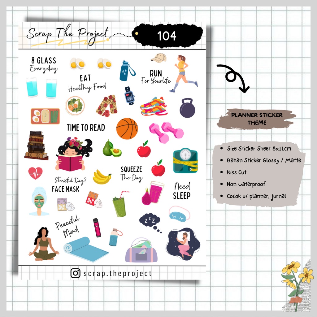 

STICKER PLANNER JOURNAL / HEALTHY LIFE STICKER / STP - 104
