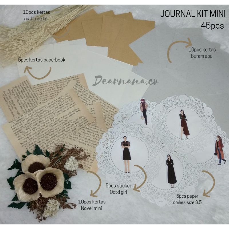 

45pcs journal kit mini series paper vintage journaling bujo scrapbook pemula